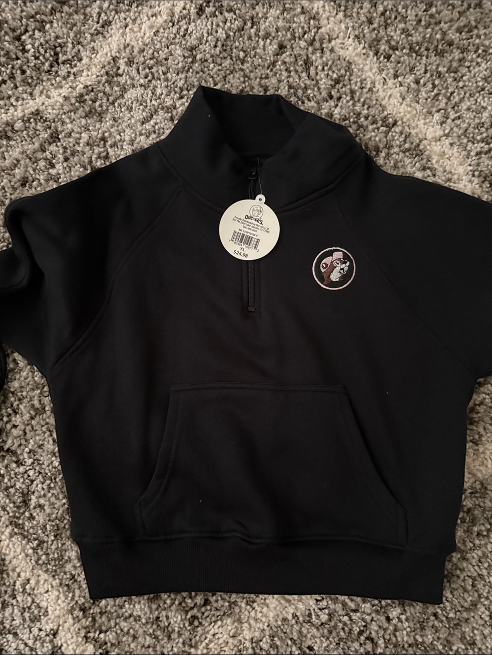 Dockers Black Half-Zip Men's Sweater with Embroidered Patch